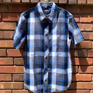 Boys Blue Plaid Button Shirt